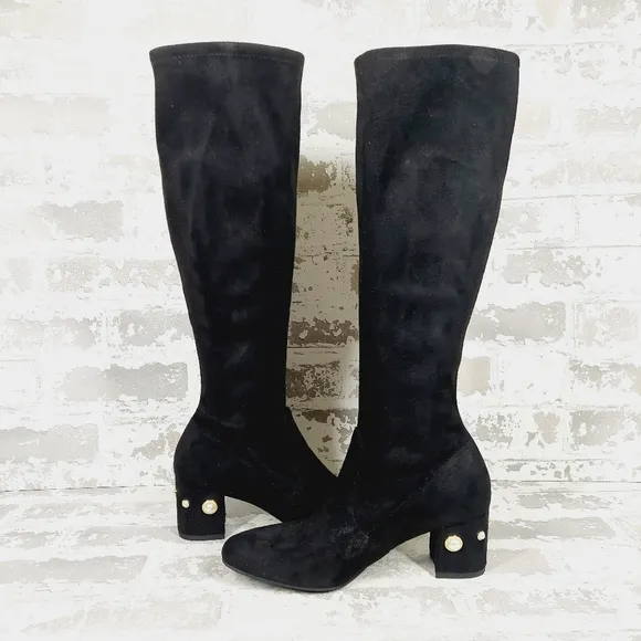 New Stuart Weitzman Pearl Suede Knee High Block Heel Boots T546