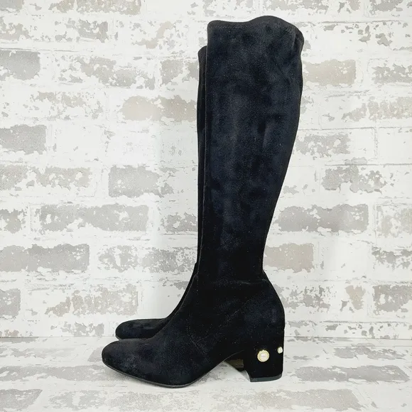 New Stuart Weitzman Pearl Suede Knee High Block Heel Boots T546