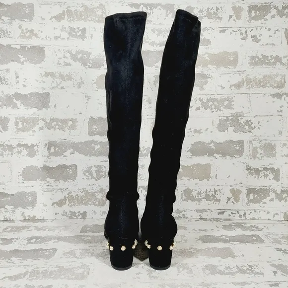 New Stuart Weitzman Pearl Suede Knee High Block Heel Boots T546