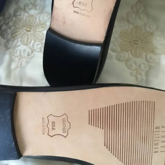 NEW Stuart Weitzman SNUGGLE Black Cap Toe Napa Leather Ballet Flats NIB