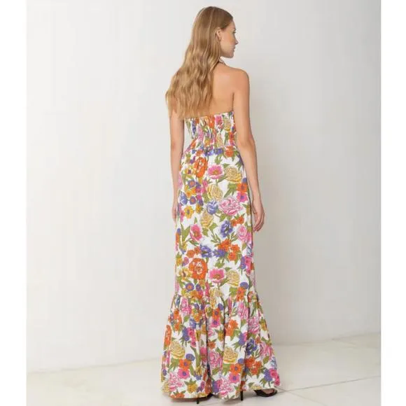 NEW S/W/F crossover halter maxi dress in spring floral