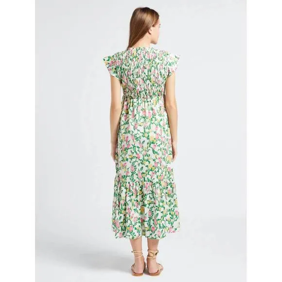 NEW THE KORNER floral long dress in green floral