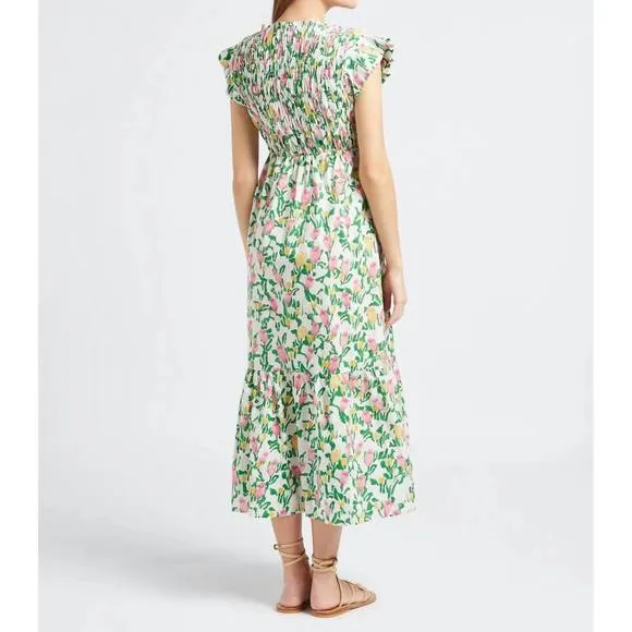 NEW THE KORNER floral long dress in green floral
