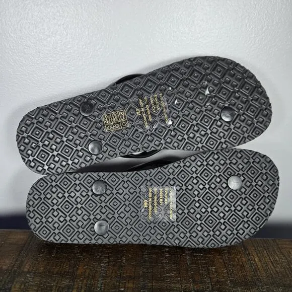 NEW Tory Burch Flat Flip Flops Womens Size 6 Sandals Thong Black Leopard Print