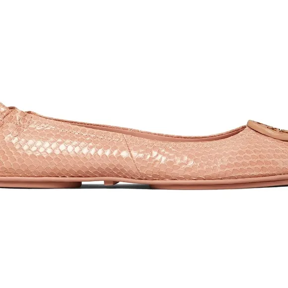 New TORY BURCH Minnie Travel Ballet Flat shoes Meadowsweet, leather Size 8