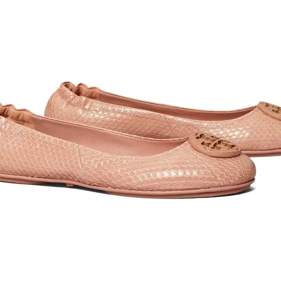 New TORY BURCH Minnie Travel Ballet Flat shoes Meadowsweet, leather Size 8