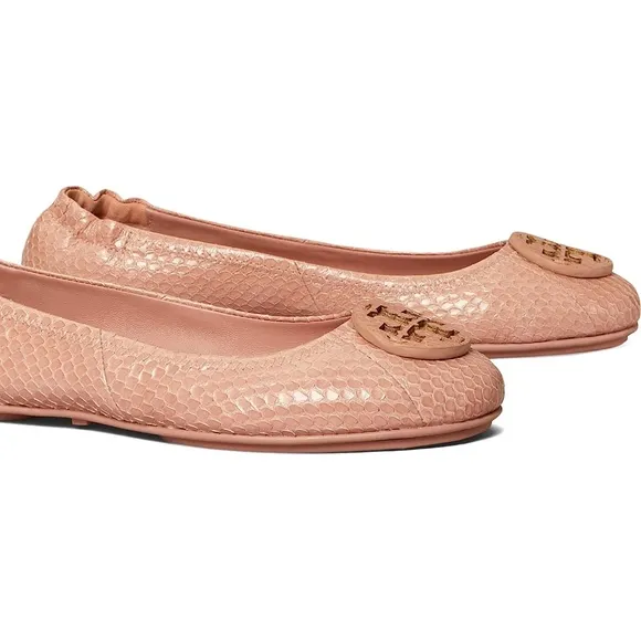 New TORY BURCH Minnie Travel Ballet Flat shoes Meadowsweet, leather Size 8