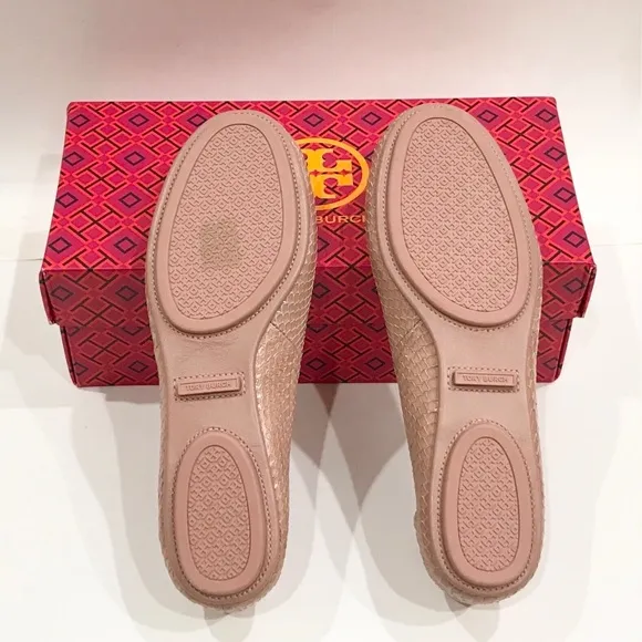 New TORY BURCH Minnie Travel Ballet Flat shoes Meadowsweet, leather Size 8