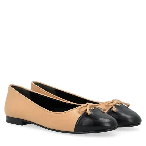 NEW TORY BURCH women's cap-toe ballet flats in ginger/black