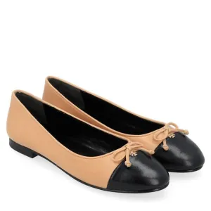 NEW TORY BURCH women's cap-toe ballet flats in ginger/black