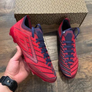 NEW Umbro Velocita Elixir Pro FG Soccer Cleats Red Blue Athletic Shoes Mens 7.5