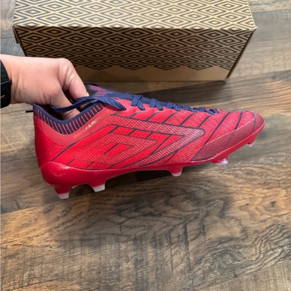 NEW Umbro Velocita Elixir Pro FG Soccer Cleats Red Blue Athletic Shoes Mens 7.5