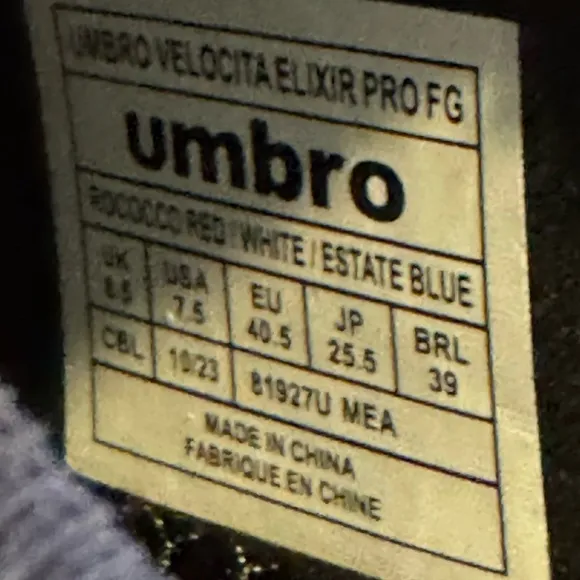 NEW Umbro Velocita Elixir Pro FG Soccer Cleats Red Blue Athletic Shoes Mens 7.5