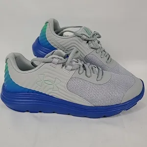 NEW Under Armour BGS Outhustle PRINT Grey Blue Youth Sz 6.5  Athletic Shoes $55