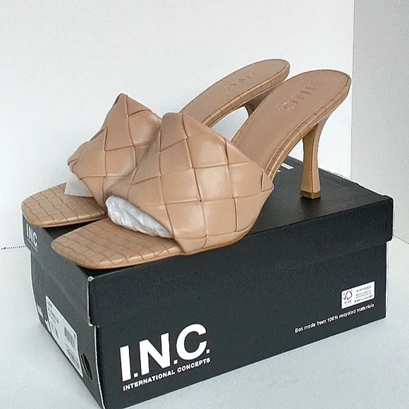 New w/Box Inc International Concepts Liah Braided Vegan Leather Dress Mules