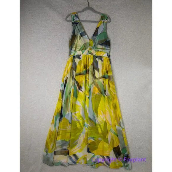 New! White House Black Market Sleeveless V-Neck‎ Braided Waist Maxi Dress, 12