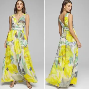 New! White House Black Market Sleeveless V-Neck‎ Braided Waist Maxi Dress, 12