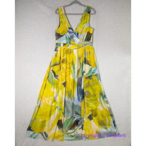 New! White House Black Market Sleeveless V-Neck‎ Braided Waist Maxi Dress, 12