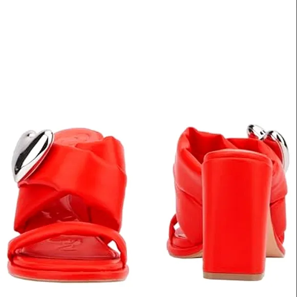 New w/o Box Olivia Miller Lovey Dovey Vegan Leather Block Heel Dress Sandals