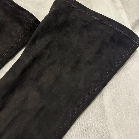 New Zara Heeled Fabric Black Over The Knee High Boots Size 8 2004/310