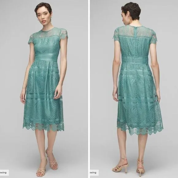 New! White House Black‎ Market Embroidered Lace Fit-and-Flare Dress, size 2