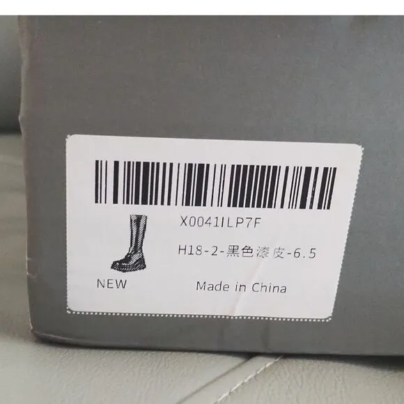 NIB Celnepho Women's Size 8 Men's Size 6.5 Goth Knee High Boots Black PU Wedge