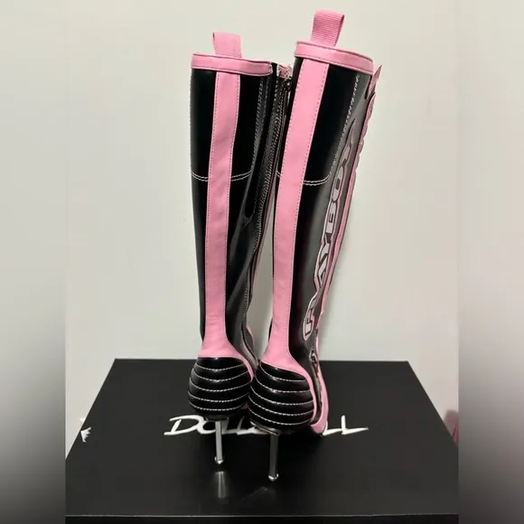 NIB Dolls Kill x Playboy Knee High Moto Boots