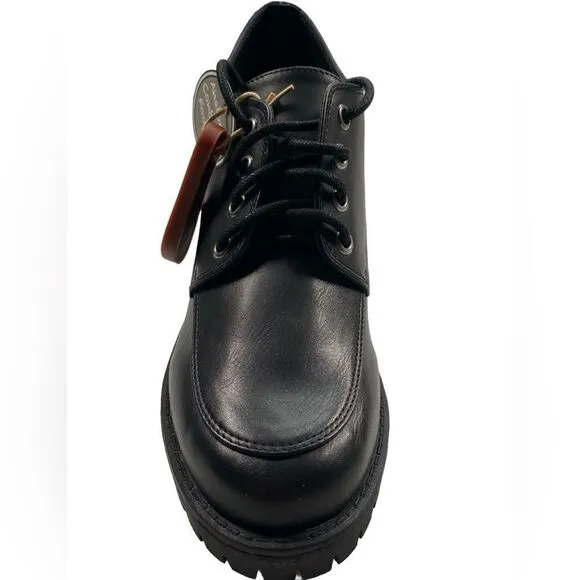 NIB MIA Women’s Vicki Black Chinky Heel Platform Lace Up Shoes 2.5” Heel- Size 7