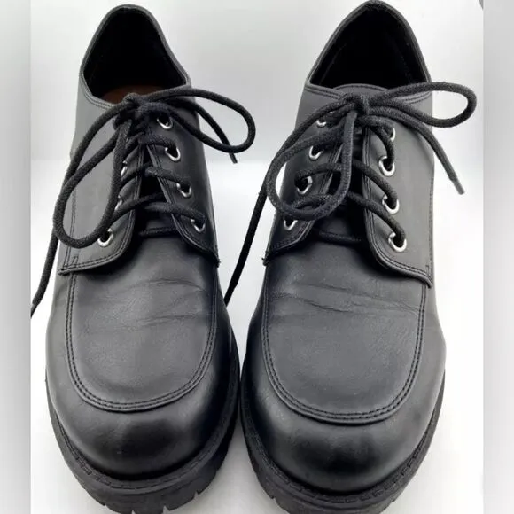 NIB MIA Women’s Vicki Black Chinky Heel Platform Lace Up Shoes 2.5” Heel- Size 7