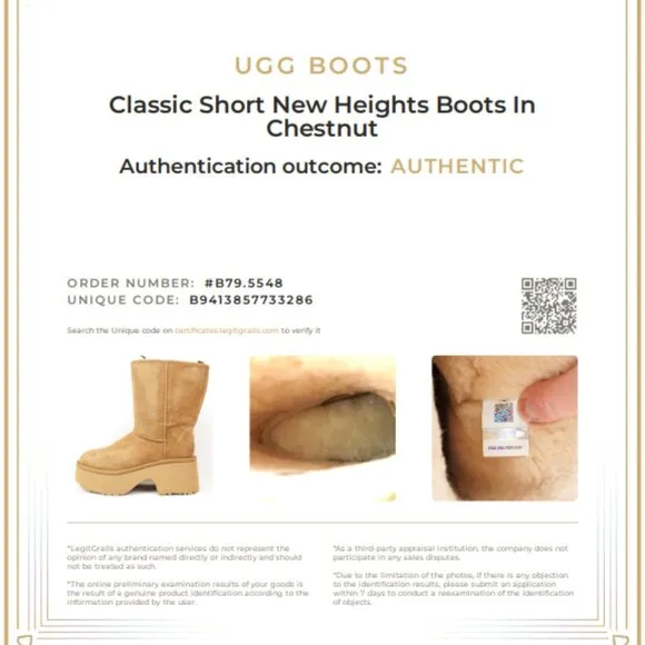 NIB UGG Women's Classic Short New Heights Boots in Chestnut US Size 8