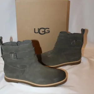 NIB UGG WOMEN'S JOSEFINE FASHION ANKLE SUEDE BOOTS W/BUCKLE‎ SLATE GRAY