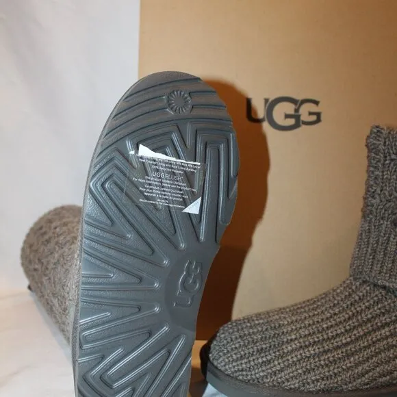 NIB UGG YOUTH GRAY KNIT SWEATER TALL WINTER FASHION BOOTS SZ‎ 3 4