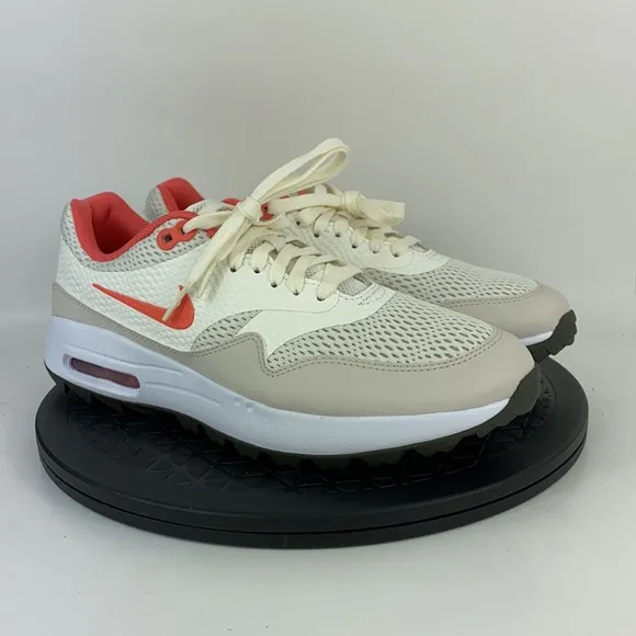 Nike Air Max 1 Golf Sail/Orange Athletic Golf Shoes CI7576-102 Men's Size 8