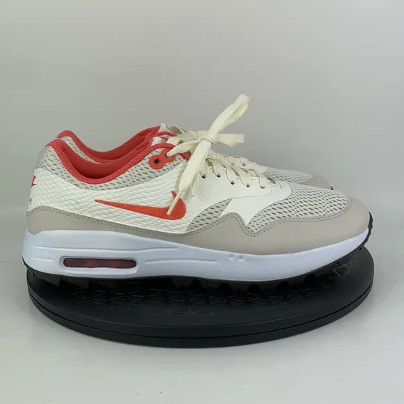 Nike Air Max 1 Golf Sail/Orange Athletic Golf Shoes CI7576-102 Men's Size 8