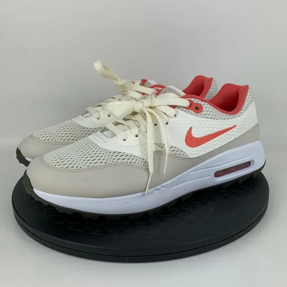 Nike Air Max 1 Golf Sail/Orange Athletic Golf Shoes CI7576-102 Men's Size 8