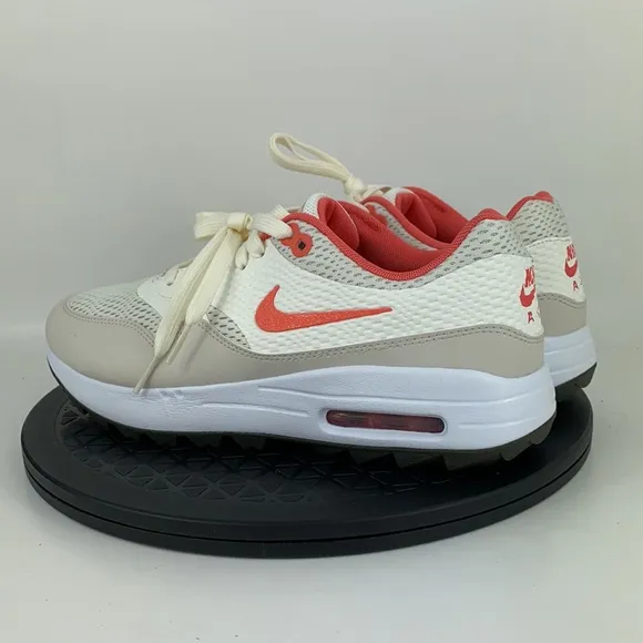 Nike Air Max 1 Golf Sail/Orange Athletic Golf Shoes CI7576-102 Men's Size 8