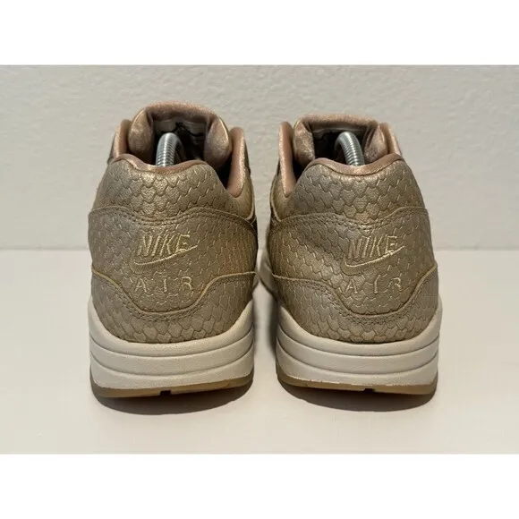 Nike Air Max 1 Womens Running Shoes Sz 12 Premium Gold Fish Sneakers 454746-900