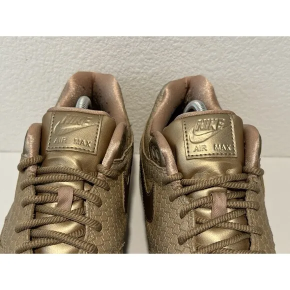 Nike Air Max 1 Womens Running Shoes Sz 12 Premium Gold Fish Sneakers 454746-900