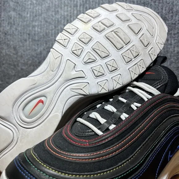 Nike Air Max 97 Rainbow Stitch Womens Size 9.5 Black Athletic Shoes Sneakers