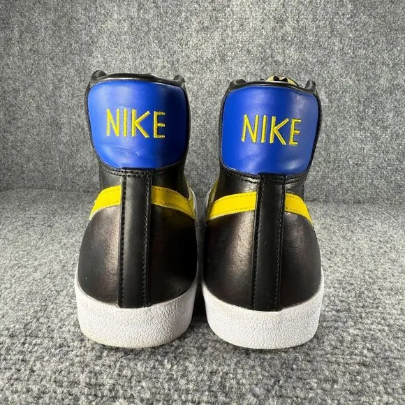 Nike Blazer Mid Mens 13 Shoes Black Blue Yellow Athletic Sneakers Peace Love