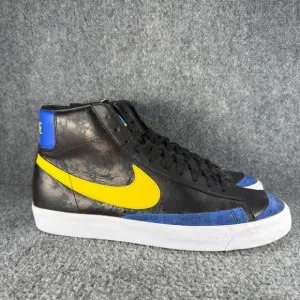Nike Blazer Mid Mens 13 Shoes Black Blue Yellow Athletic Sneakers Peace Love