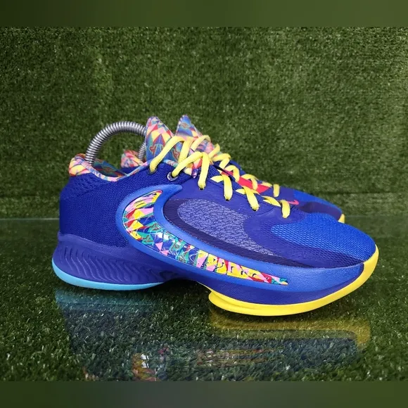 Nike Freak 4 SE Big Kids Royal Blue &amp; Yellow Basketball Shoes Size 6.5 Y