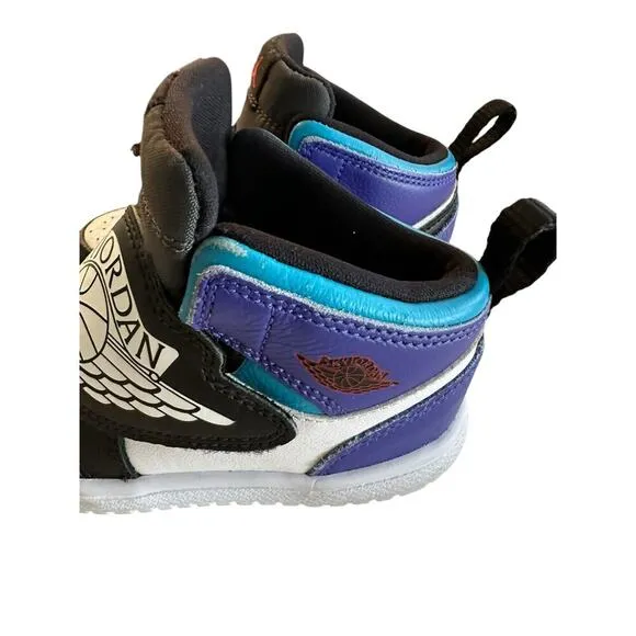 Nike Sky Jordan1 Little Kids Aqua White Black Lace Up Basketball Shoes Size 9C