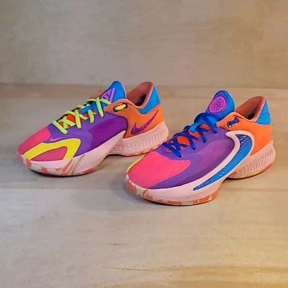 Nike Zoom Freak 4 Blue Purple Pink Youth Athletic Sneakers