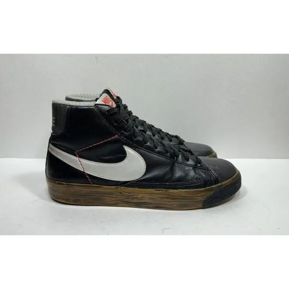 Nike Blazer Hi Premium Mens Size 9.5 Black Wood Grain Athletic Sneakers Shoes
