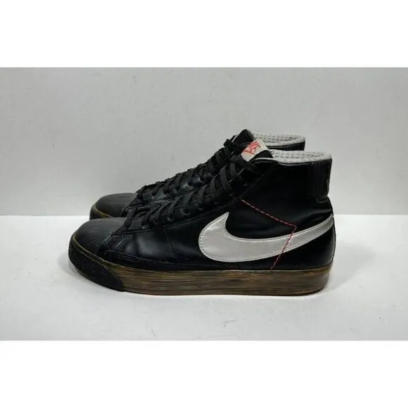 Nike Blazer Hi Premium Mens Size 9.5 Black Wood Grain Athletic Sneakers Shoes