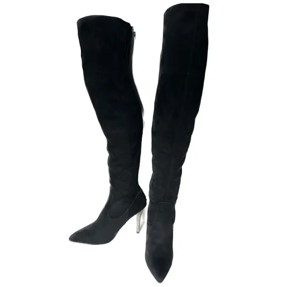 NINA WOMEN'S DECORATED SYNTHETIC SUEDE ROCKLIN OVER THE KNEE BOOTS