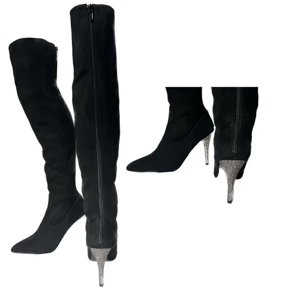NINA WOMEN'S DECORATED SYNTHETIC SUEDE ROCKLIN OVER THE KNEE BOOTS