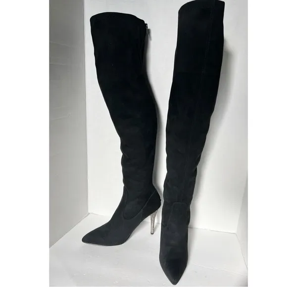 NINA WOMEN'S DECORATED SYNTHETIC SUEDE ROCKLIN OVER THE KNEE BOOTS