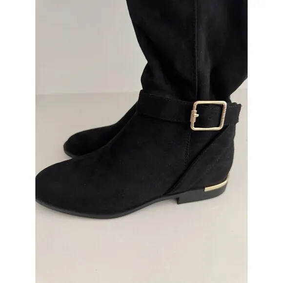 Nine West Andone Over The Knee Boots Womens Sz 8 M Black Faux suede Wide Calf